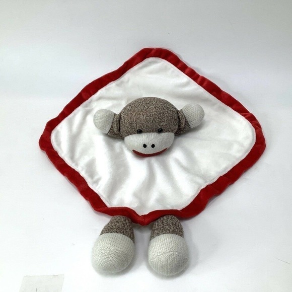 BABY Starters Sock Monkey Lovey Rattle Security Blanket Plush Stuffed Animal - Picture 1 of 7